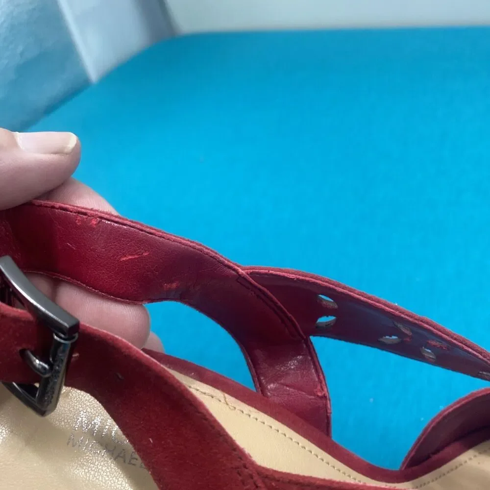 MICHAEL Michael Kors Platform Sandals High Heels Red Size 7 Open Toe Slingback